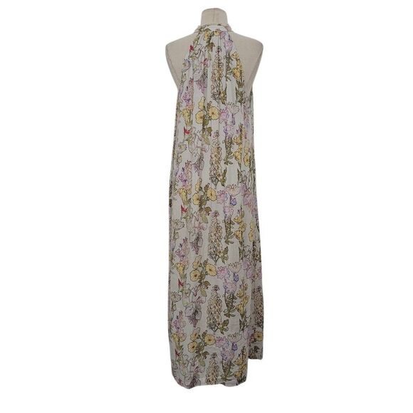 RAQUEL ALLEGRA Halter Midi Dress Sz 0 Floral Garden Print Lightweight Feminine - Picture 6 of 11
